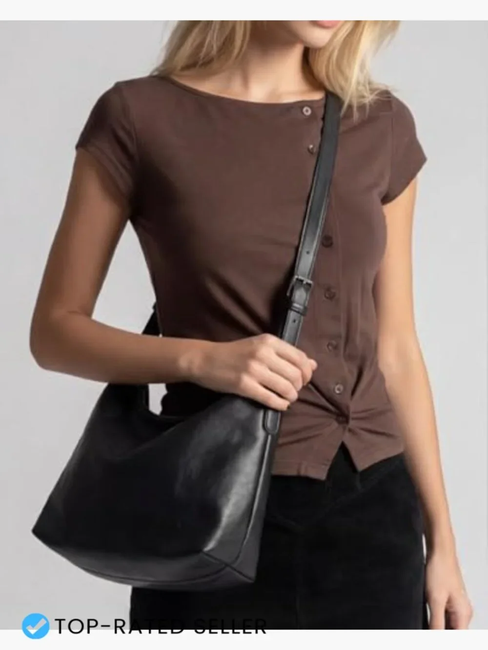 Slouchy Hobo Bag - Soft Vegan Leather Crossbody Shoulder Purse - Adjustable